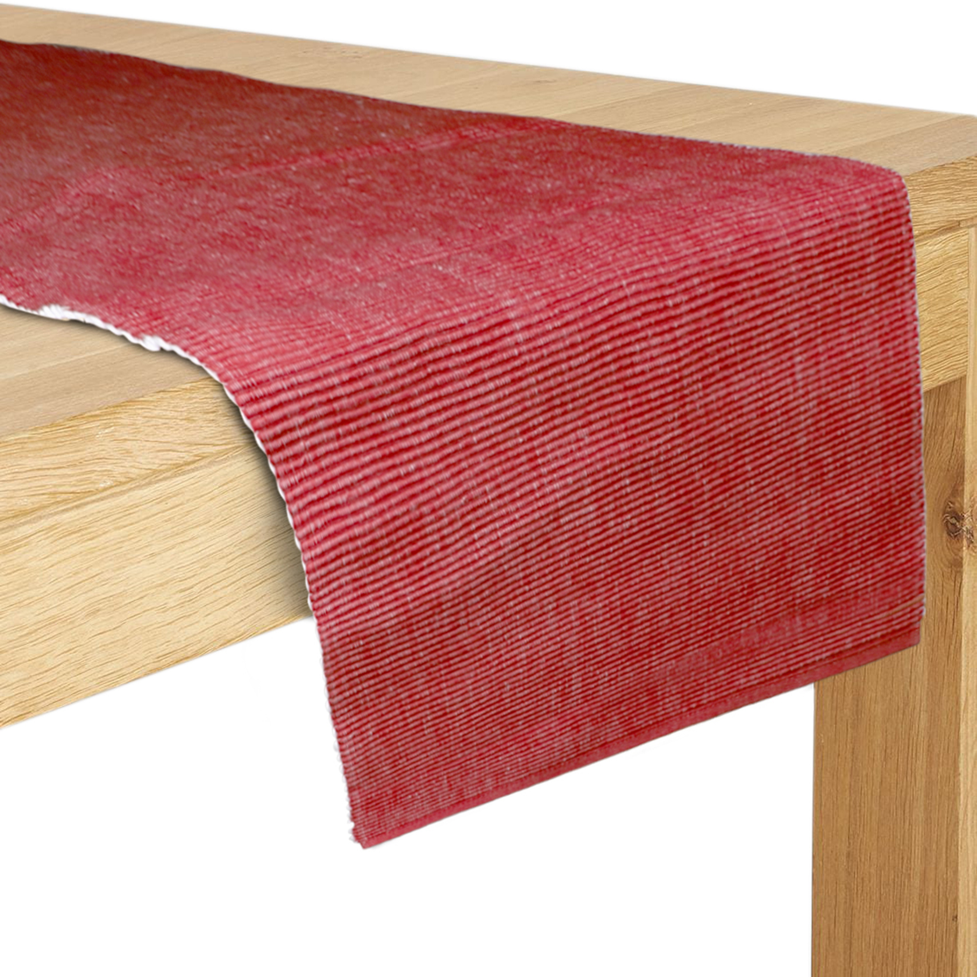 100% Cotton Dinning  RIB Table Runner - RED