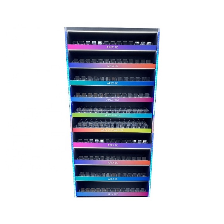 APEX Floor Standing Metal Locking Storage Cabinets Smoke Shop Display Stand with RGB Led Light