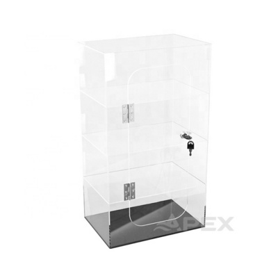 APEX Acrylic Counter Display 4 Tiers Clear Acrylic Display Case With Lock And Key