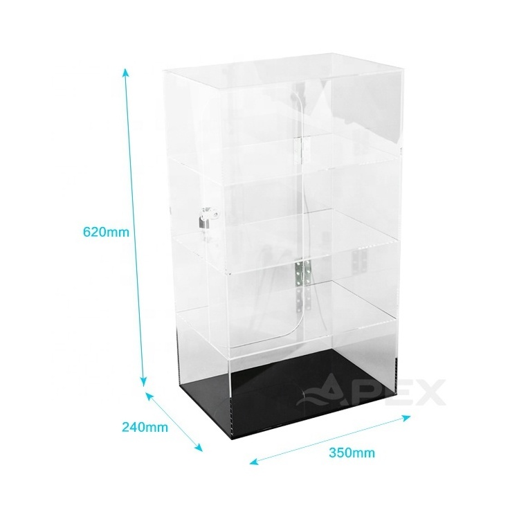 APEX Acrylic Counter Display 4 Tiers Clear Acrylic Display Case With Lock And Key