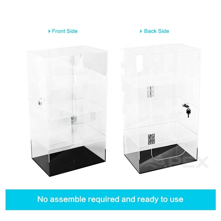 APEX Acrylic Counter Display 4 Tiers Clear Acrylic Display Case With Lock And Key