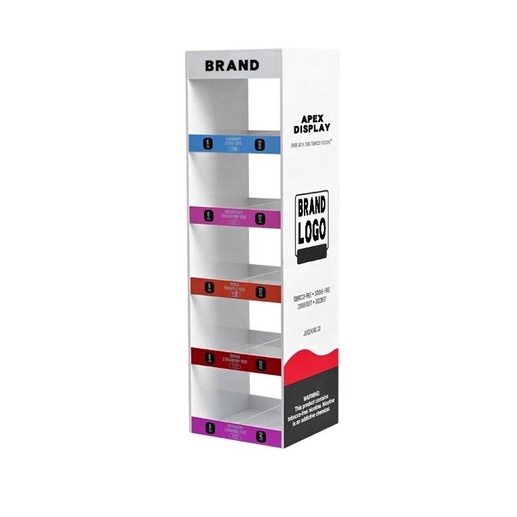 APEX White 5 Layer Custom Acrylic Display with Dividers Tiered Display Racks Smoke Shop Display Stand