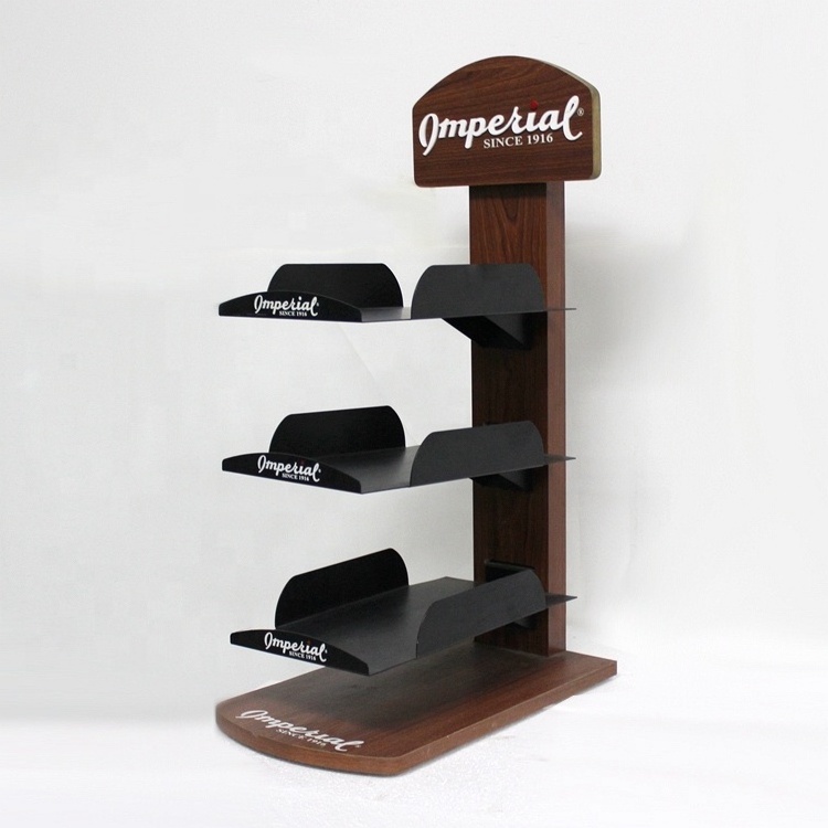 APEX Shop Counter 3 Tiers Wood Metal Hat Cap Display Rack