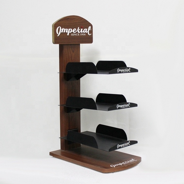 APEX Shop Counter 3 Tiers Wood Metal Hat Cap Display Rack