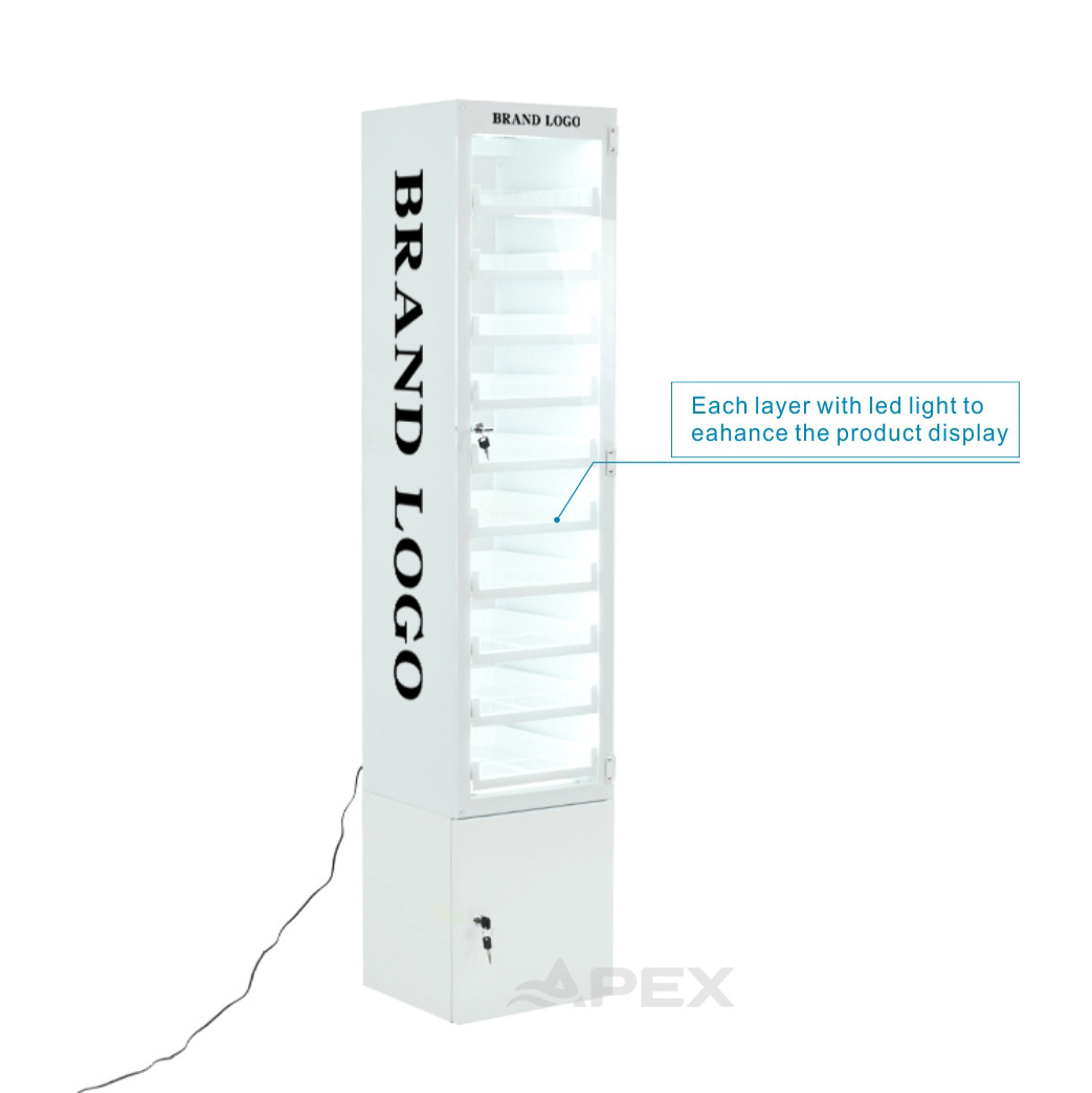 APEX Metal Smoke Shop Display Stand Lockable Clear Acrylic Door Multi ...