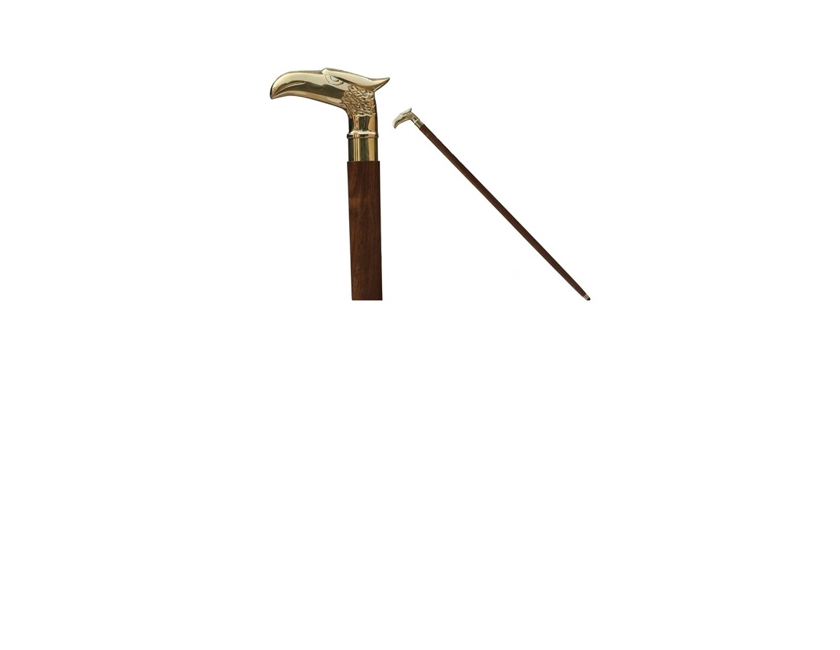 AARK Wooden Walking Stick with Brass Cane Handles