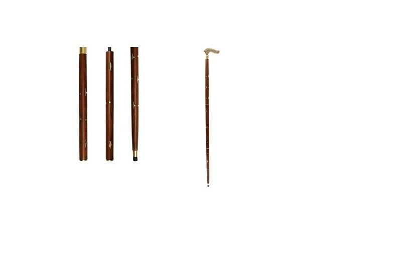 AARK Wooden Walking Stick with Brass Cane Handles