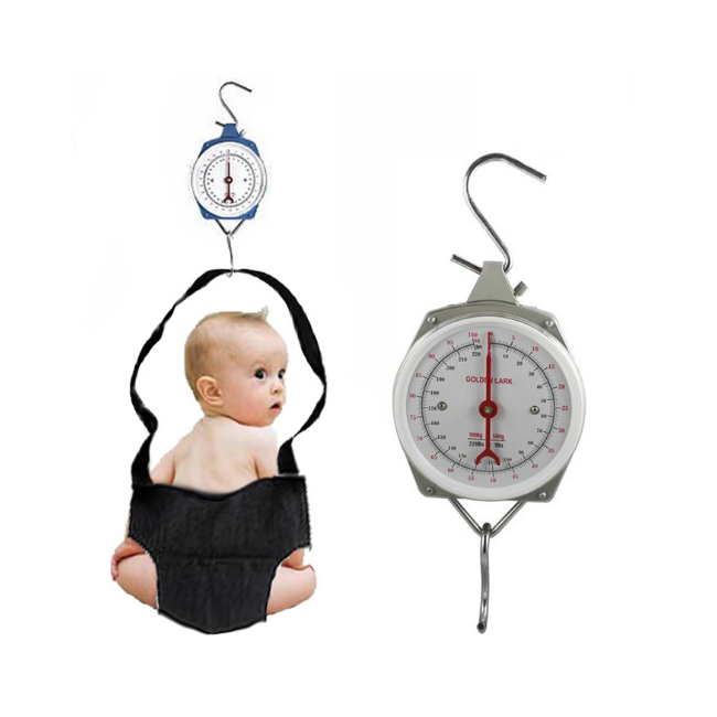 High Quality Hanging Spring Circular Dial Type Weighing Balance Scale with Cotton Bag for Weighing Baby Fruits Luggage etc