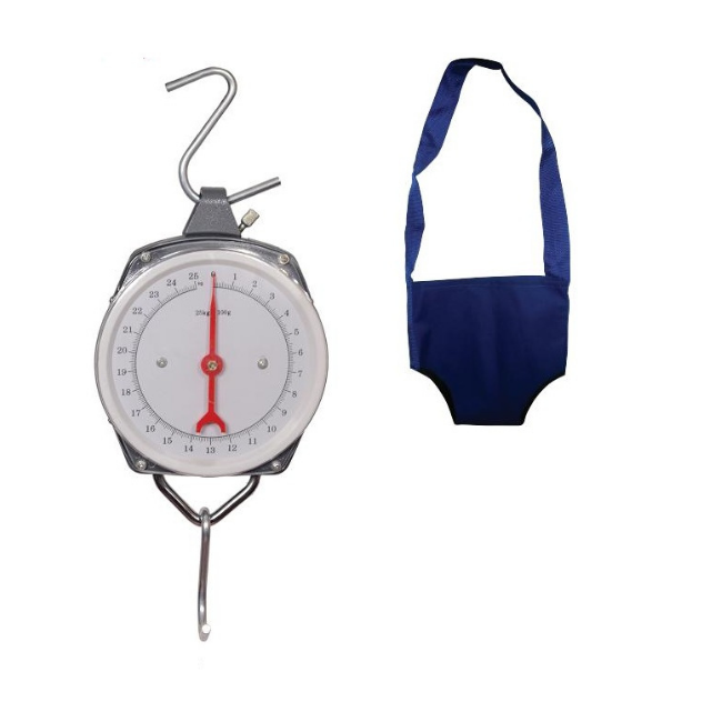 High Quality Hanging Spring Circular Dial Type Weighing Balance Scale with Cotton Bag for Weighing Baby Fruits Luggage etc