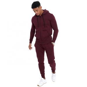 Maroon color Customized cotton fleece tracksuit for men