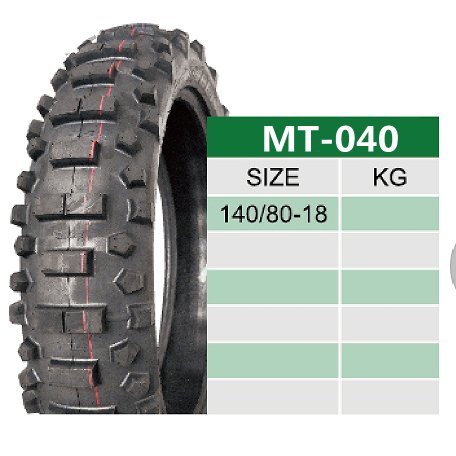 Motorcycle tire for enduro with a soft composition of 140/80/18 and 90/100/21