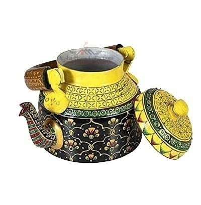 Black Yellow Hand Painted Traditional Tea Coffee Kettle Made In Aluminum Decorative Beautiful Customized Design Cheap Price