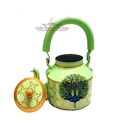 White and Red Hand Painted Traditional Tea Coffee Kettle Made In Aluminum Decorative Beautiful Customized Design Cheap Price