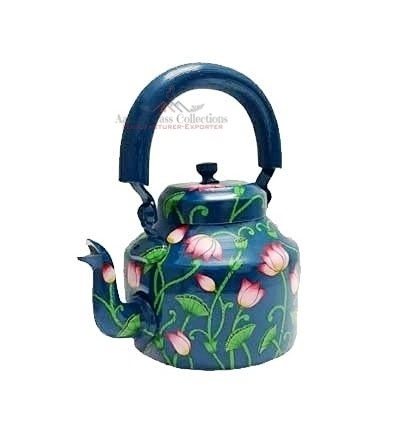 Green Pink Follower Painted Traditional Tea Coffee Kettle Made In Aluminum Decorative Beautiful Customized Design Cheap Price