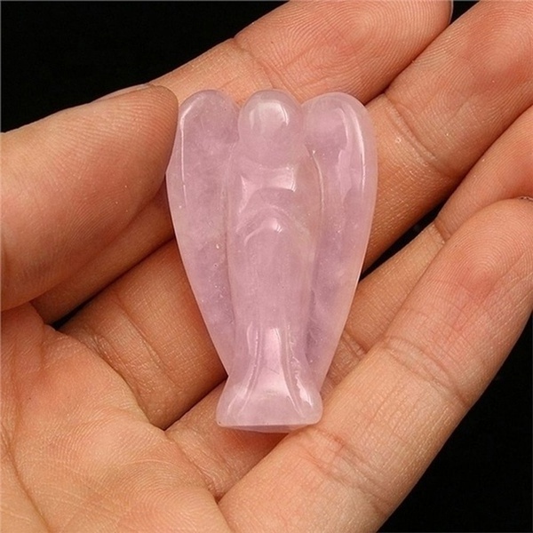 Natural Rose Quartz Angels Carvings Wholesale Crystal Crafts Figurines Natural Stones Reiki Rocks Minerals Feng Shui Angels