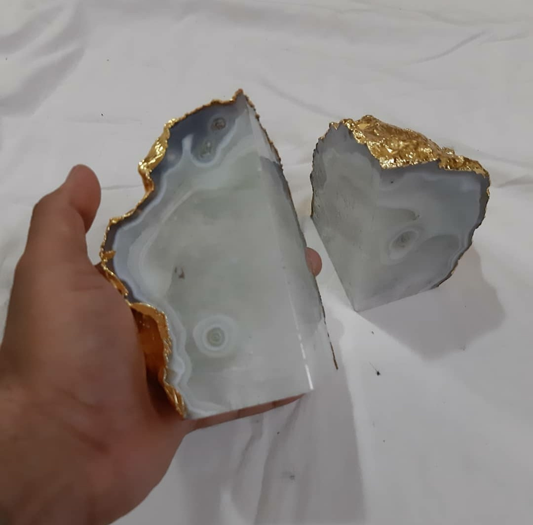 Wholesale Natural Stones Agate Bookend For Table Decoration Agate Book Holder Crystal Crafts Reiki Rocks Minerals Jade Bookends