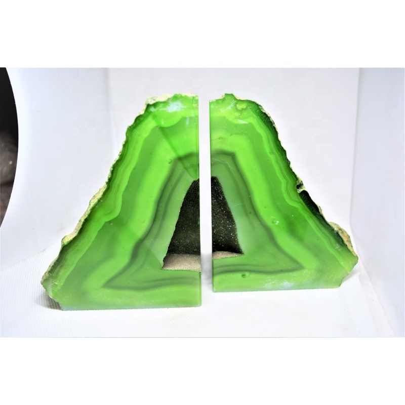 Decorative Bookends Green Agate Book Ends For Office And Home Wholesale Crystal Crafts Natural Stones Reiki Rocks Jade Bookends