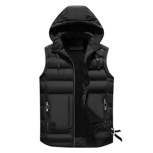 2023 New Design Hooded Coat Jacket Wholesale Custom Down Vest Puffer Down Vest Fleece Lined Zipper Hooded Coat men's puffer Vest