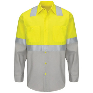 Wholesale Hi-Viz reflective ultrasoft flame retardant FR Long Sleeve Button Down Work Shirt