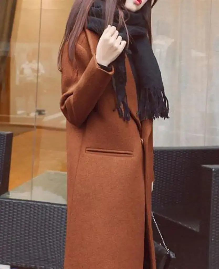 High Quality Winter Ladies Wool Women Single Breasted Long Overcoat