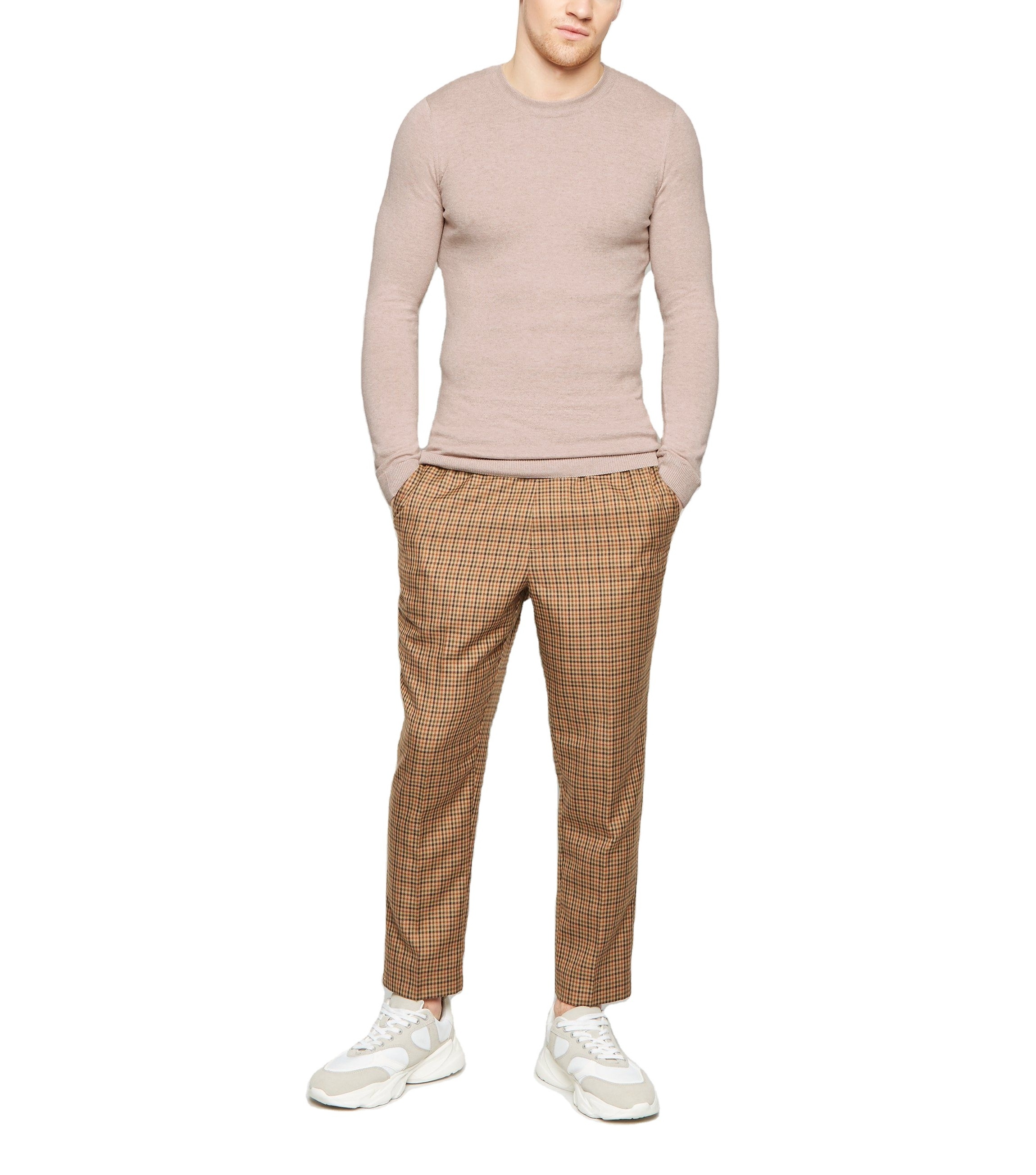 Custom make pattern cotton cashmere knitted wool crewneck sweater men