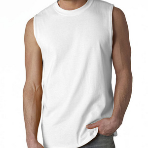 2024 OEM Custom Logo Cut Off Solid Color Shirt Sleeveless Men's Workout Bodybuilding Muscle Gym Tank Tops Vest for Men