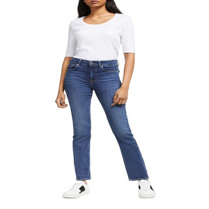 2021 hot sales straight Leg Women High Waist Slim Loose Stretch Jeans girls Pants Casual Light Blue Jeans for women stylish