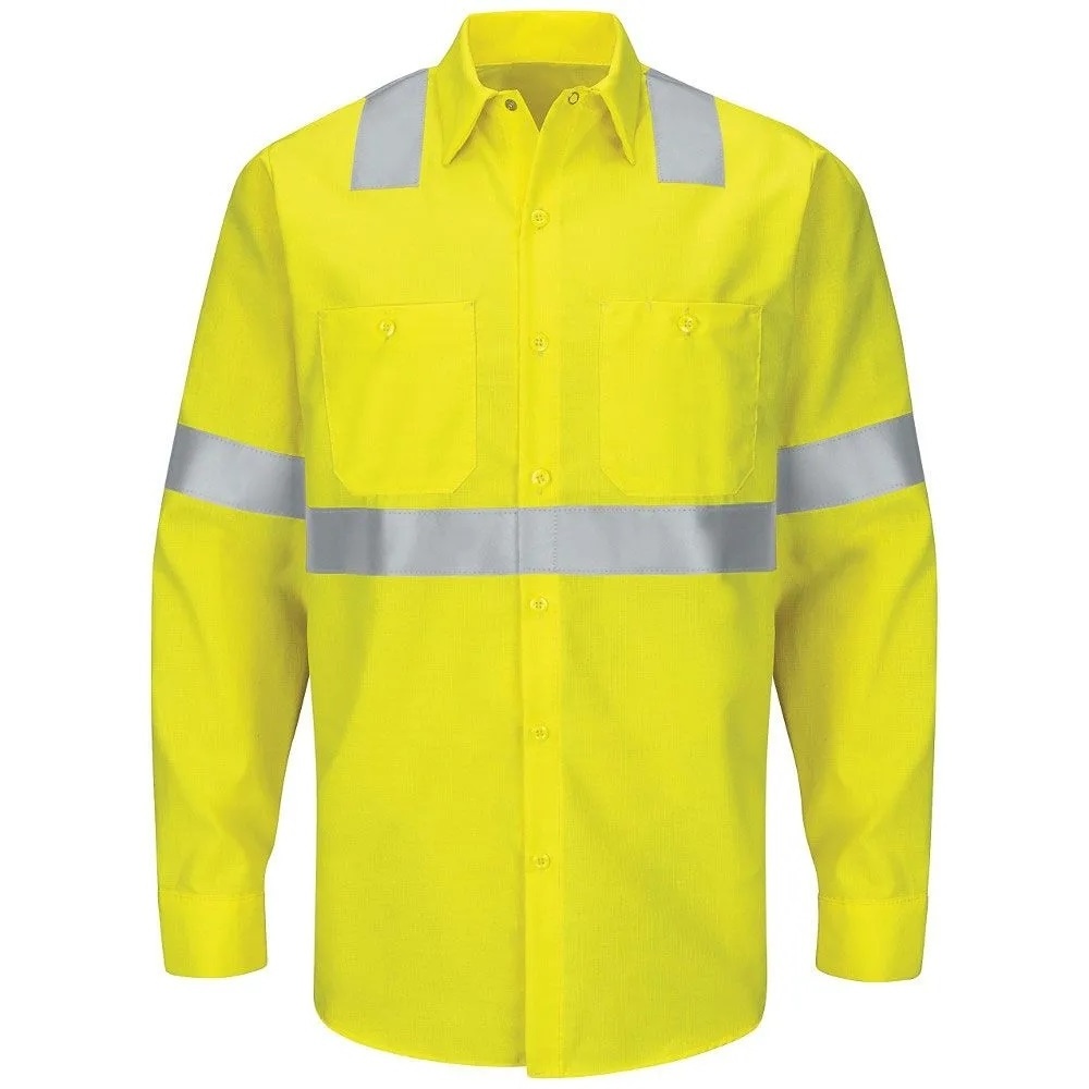 Wholesale Hi-Viz reflective ultrasoft flame retardant FR Long Sleeve Button Down Work Shirt