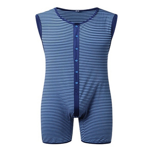 New Arrival Adult Onesie Romper Casual Batton Pajama Romper Adult Overalls Jumpsuit Men