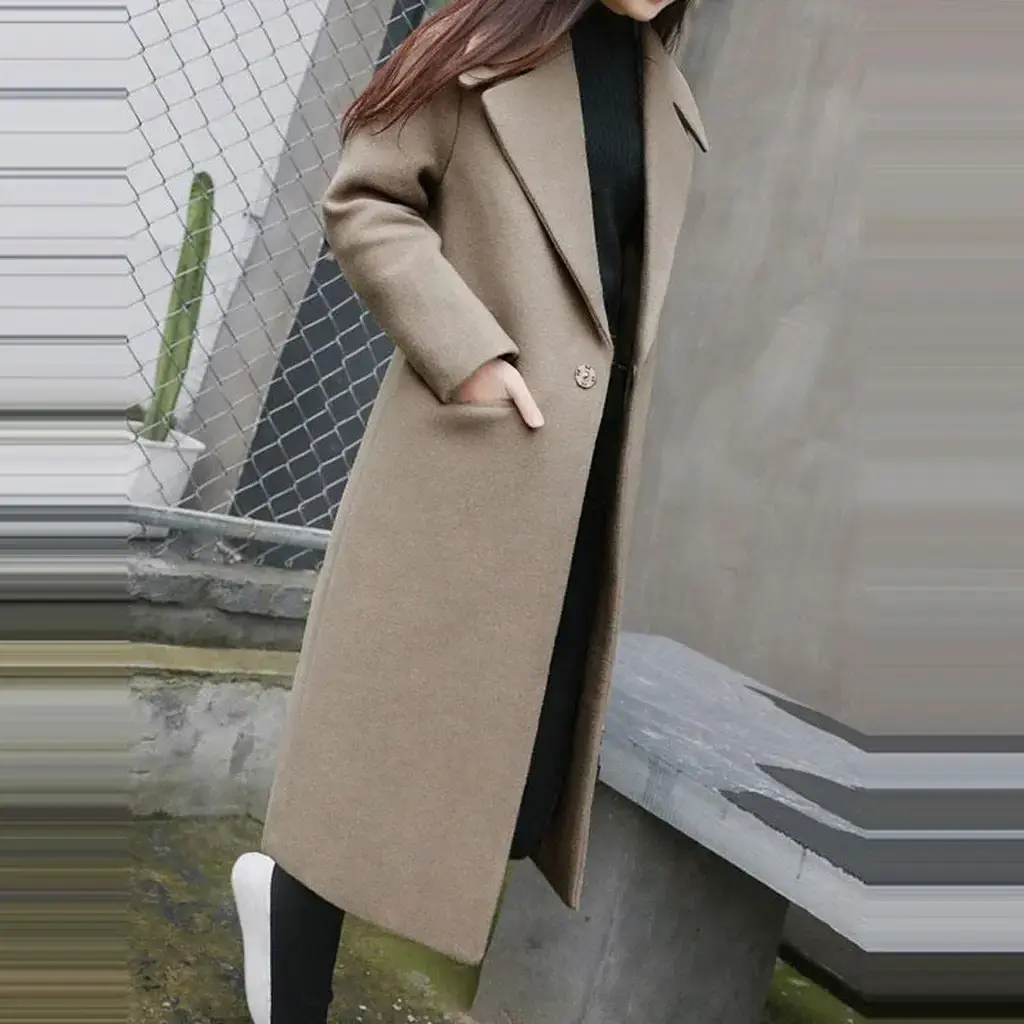 High Quality Winter Ladies Wool Women Single Breasted Long Overcoat