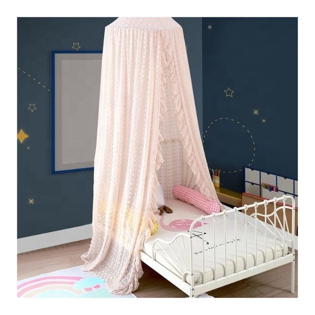 Pink Rose Colour Baby Mosquito Net Crib Canopy Hung Dome Tent Bedding Embroidered House Kids Bed Curtain Room Decoration Gift