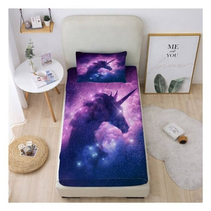 Custom Made Purple Unicorn Bedding Set Luminous Duvet Cover Colorful Rainbow Bedspreads Neon Light Crown Bed Set For Kids 3pcs