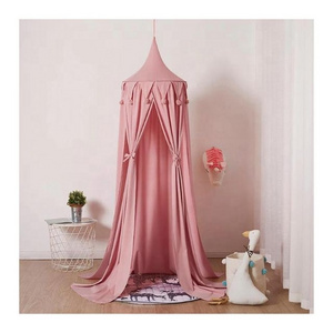 Pink Rose Colour Baby Mosquito Net Crib Canopy Hung Dome Tent Bedding Embroidered House Kids Bed Curtain Room Decoration Gift