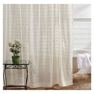 Semi Transparent Bathroom Embroidered Waterproof And Mildew Resistant Cute Shower Drapes Bathroom Attractive Partition Curtain