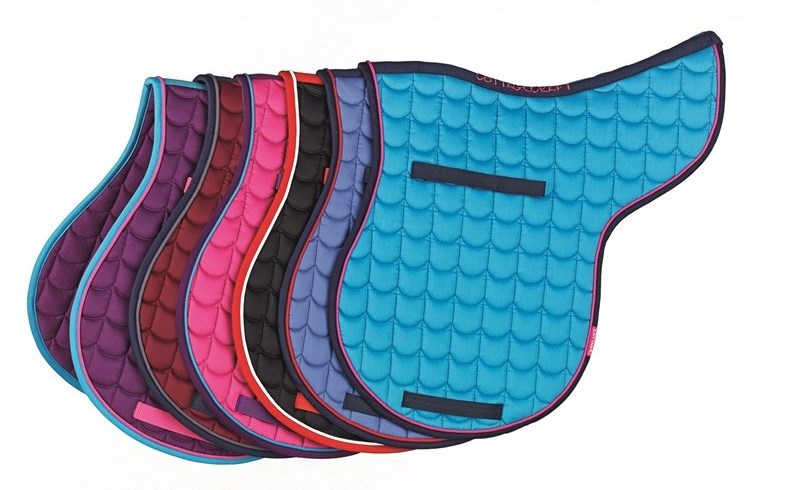 Horse Cotton Saddle Pad 5 different fabric trim and binding colors with a choice of nearly 5 different colors of sheepskin