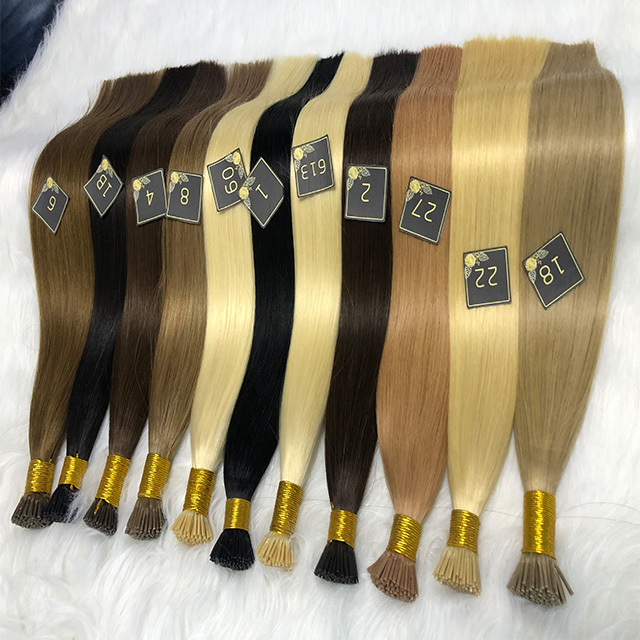 Wholesale 100% Human Hair Extension Raw Russian Hair Micro Links itip human hair extensions