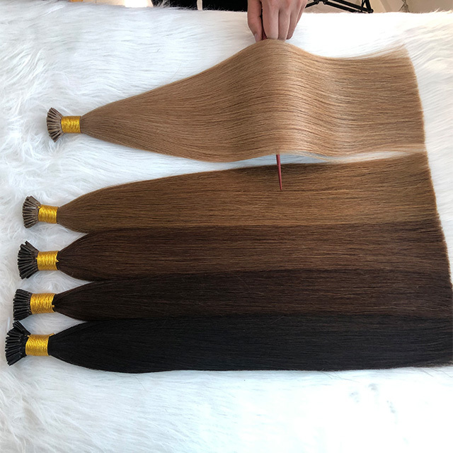 Wholesale 100% Human Hair Extension Raw Russian Hair Micro Links itip human hair extensions