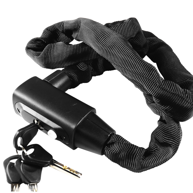 Suitable for any two-wheeled vehicle, this is a heavy-duty bicycle chain lock with high-security dimple lock, made in Taiwan