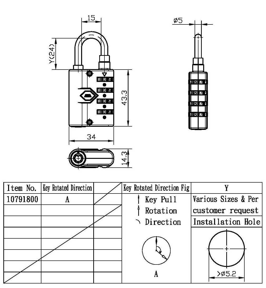 Commercial Grade 4 Digit Combination Padlock with Key - Heavy Duty Lock for Sale