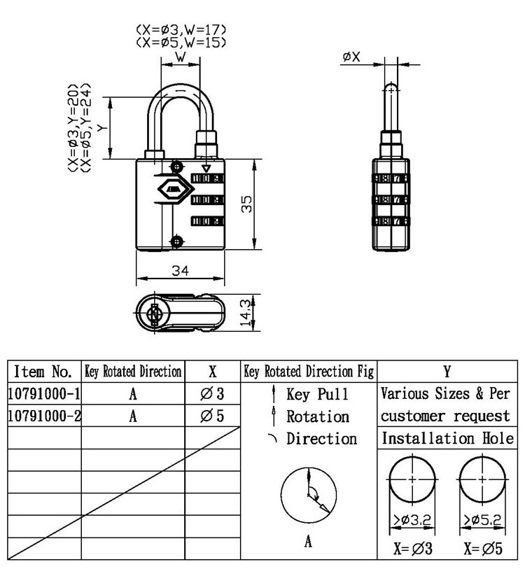 Hot selling 3 dials zinc alloy Household Industrial master key  combination padlock