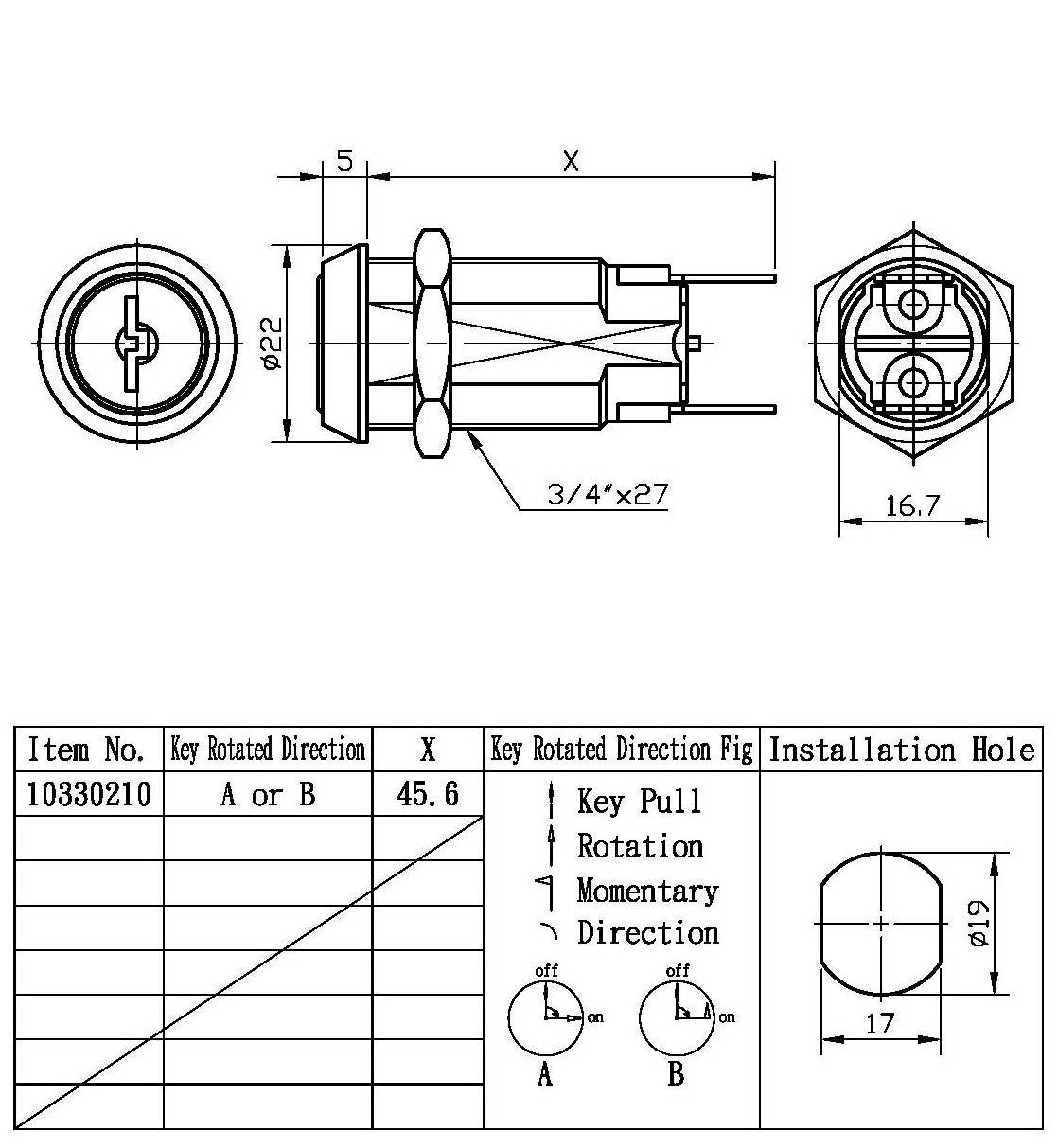 Elevator Cabinet Tubular High Security Electric Key Switch Lock For Sale