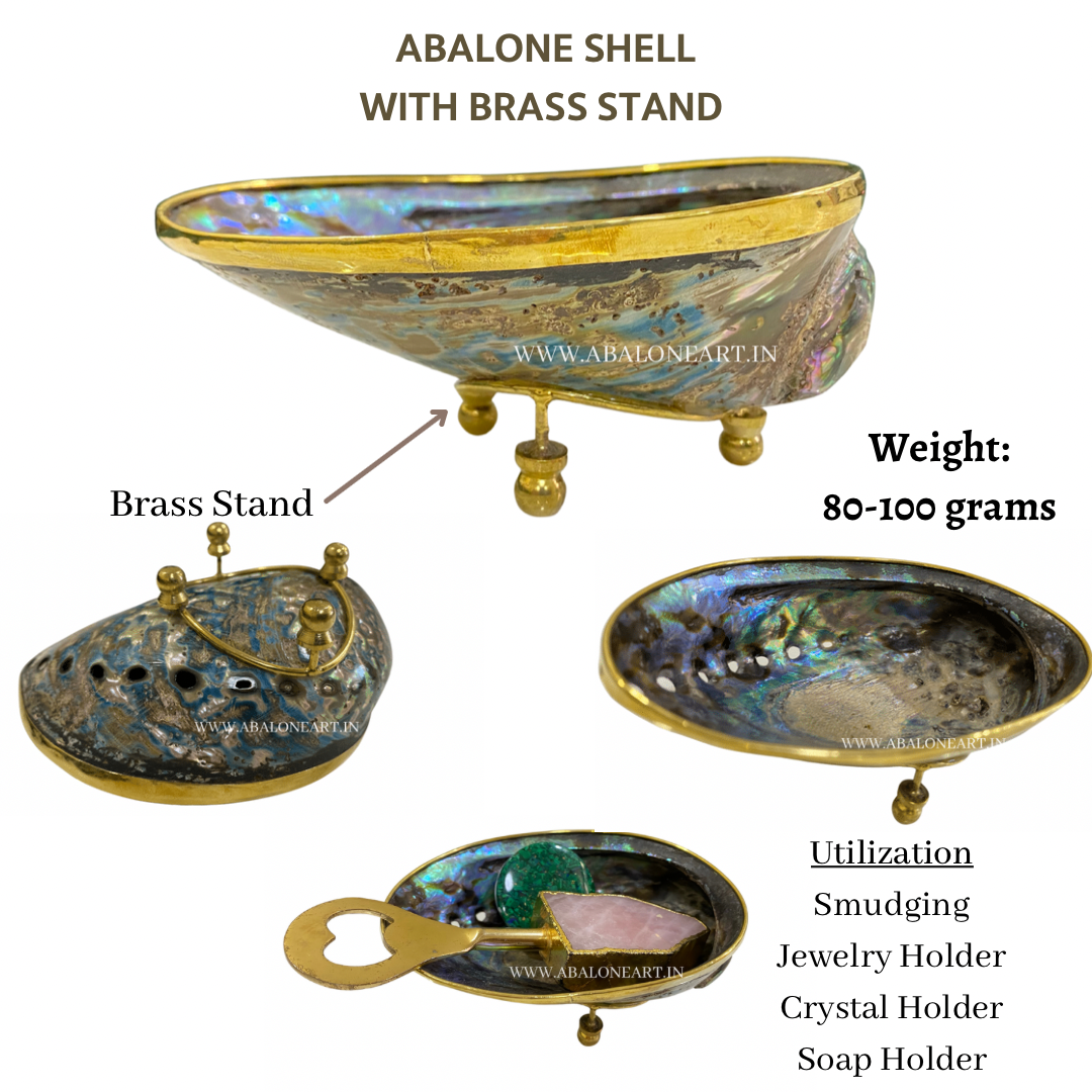 Abalone Shell With Wooden Stand Incense Holder and Sage Smudge Bowl for Cleansing at Wholesale Price