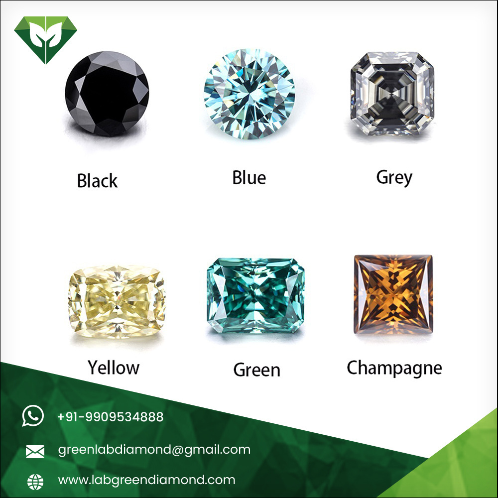 Green Diamond Luxurious VVS1 Clarity Moissanite Diamond Price Per Carat Gemstones Moissanite Diamond DEF Color GH Color