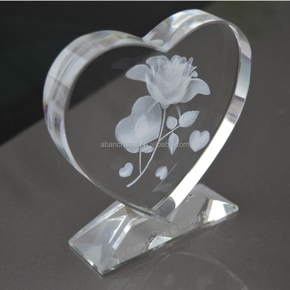 Laser Engraved Crystal Cube 3D engraving Rose wedding for  Return Gifts