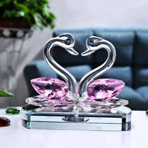 Wedding Gifts Colors Crystal Swan Crafts Handmade Glass Animal Figurines Miniature Home Decor Gifts