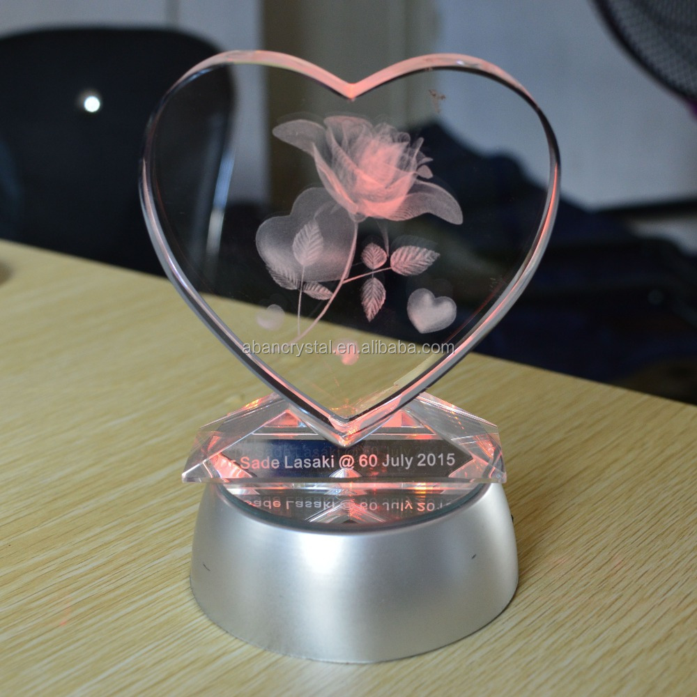 Laser Engraved Crystal Cube 3D engraving Rose wedding for  Return Gifts