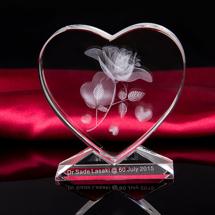 Laser Engraved Crystal Cube 3D engraving Rose wedding for  Return Gifts