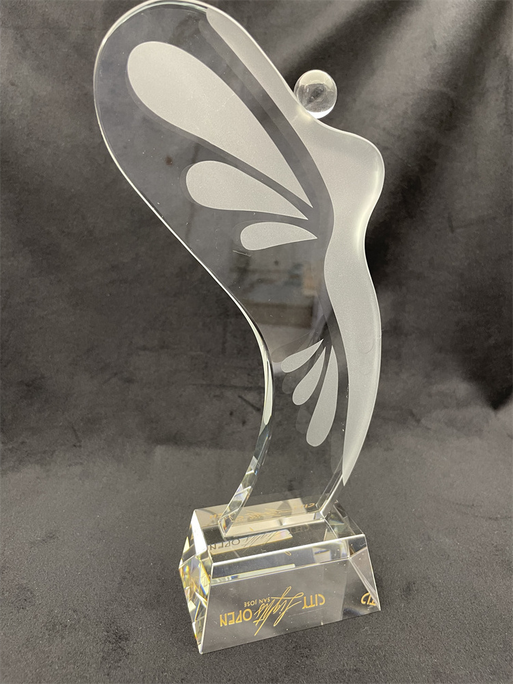 PUJIANG  customized Butterfly Shaped Award Custom Woman Angel Wing k9  Crystal Trophy