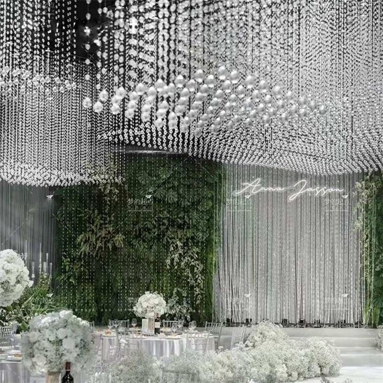 Factory Suppliers Handmade Gold Crystal Beads Chain Door Curtain for Wedding Decoration