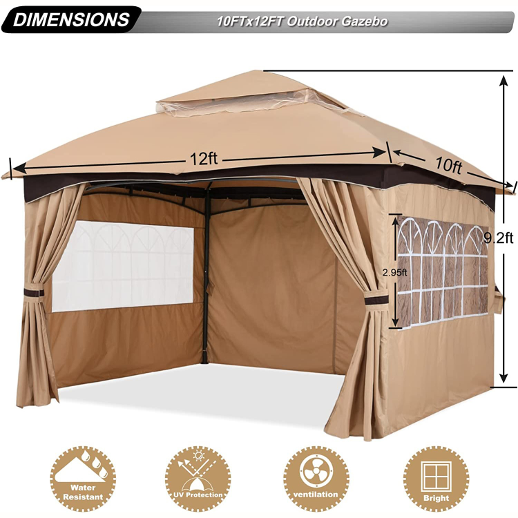 Outdoor Gazebos 10x12 With Window Simulation Church Curtains For Patio Pop-up Canopy Portable Activities Tent